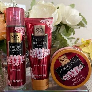 🆕🌸 SPA LUXURY “CHERRY BLOSSOM” 3-PIECE BODY CARE COLLECTION. BRAND NEW FULL SIZE
